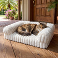QOKO Cat Couch, Orthopedic Pet Bed, Washable Medium Pet Sofa Bed for Puppy and Small to Large Kitten with Anti-Slip Bottom, Fits Up to 65lbs Pets Cat Beds Self Warming
