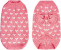Dxhycc Dog Knitted Sweater Heart Puppy Sweater Warm Soft Pet Holiday Clothes for Small Cats and Dogs (Pink, S)
