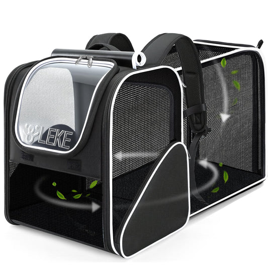 Lekereise Cat Backpack Carrier,Breathable Cat Carrier Large Space Bubble Pet Backpack for Kitty Small Dog,Expandable Bubble Pet Carrier for Hiking, Walking,Travel