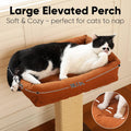 FUKUMARU Cat Scratching Post, Retro-Style Tall Scratch Posts with Perch for Infoor Cats Adults, Large Cat Scratcher Tower with Bed, Natural Sisal & Solid Wood