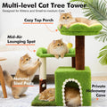 WOOCHPET Sunflower Short Cat Tree with Cat Scratching Posts Small Cat Tower