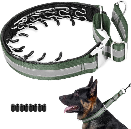 Mayerzon Martingale No Pull Dog Collar with Alloy Buckle, Green, L, 3mm
