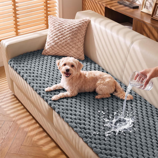 TAOCOCO 100% Waterproof Couch Cover for Dogs, Washable Flannel Sofa Seat Cover, Non Slip Sectional Couch Covers Pet Frie
