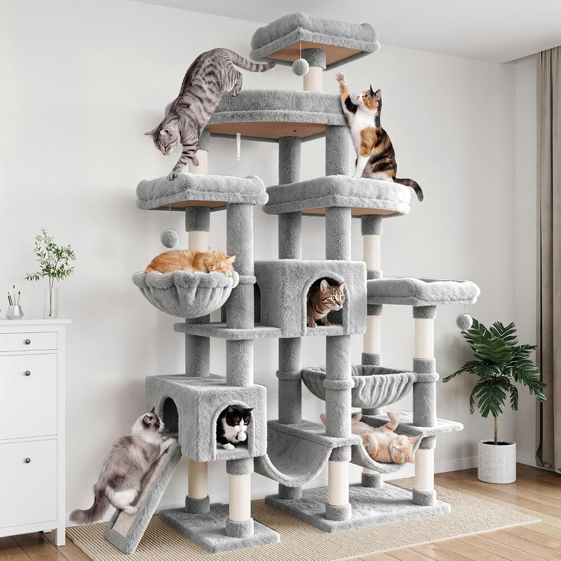SHA CERLIN 83 in Cat Tree Tower for Indoor Adult Felines 20lbs+/Multi-Level Heavy Duty Cat Tower for Big Maine Coon/Gian