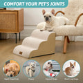 COZY KISS Dog Stairs for Small Dogs 13" H, 3-Step Slope Curved Dog Steps for Couch, Chair or Bed, Sturdy Pet Stairs for Puppy, Older Cat, Cat Ladder with High Density Foam, 15.7x20x13 inch, Beige