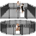 Petorldog Dog Fence Outdoor Indoor, 40" Inch Height 16 Panels Dog Playpen for Large/Medium/Small Dogs Metal Dog Pen for Yard Camping and RV | Black-Silver