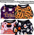 PET SHOW 4 Pack Halloween Dog Shirts for Medium Dogs Boy Girl