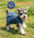 Denim Cat Dog Dress Clothes for Small Dogs with Leash Ring Summer Girl Small Dog Clothes Outfit Belly Velcro Fastening C