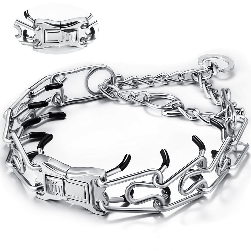 MOZETO Dog Collar, Adjustable Quick Release Stainless Steel Dog Training Collar with Metal Buckle for Small Medium Large Dogs