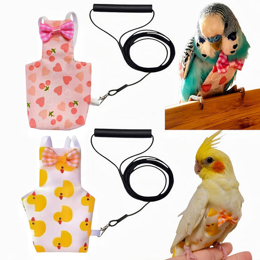 2Pcs Bird Diapers Bird Harness Flight Suits Diapers with 2Pcs 80 Inch Flying Leash Parrot Nappy Pigeon Pants Urine Wet S