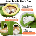 WOOCHPET Sunflower Short Cat Tree with Cat Scratching Posts Small Cat Tower