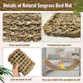 Arfubye 2Pcs 29.5 x 7 inches Large Bird Seagrass Mat Grass Woven Net Parrot Hammock Mat Parakeet Climbing Rope Ladder with Hooks Bird Cage Accessories for Conure Cockatiel Budgie Macaw Bearded Dragon