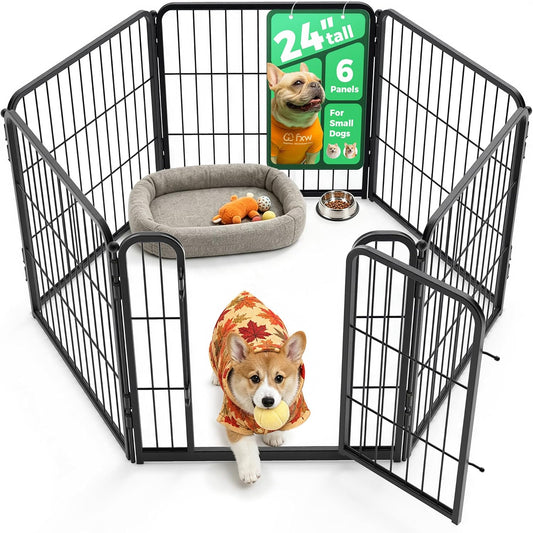 FXW Homeplus Unleashed Indoor Dog Playpen - Stress-Free and Safe Play, Heavy Duty 24 Inch 6 Panels Dog Pen for Puppy and Small Dogs, Black│Patented