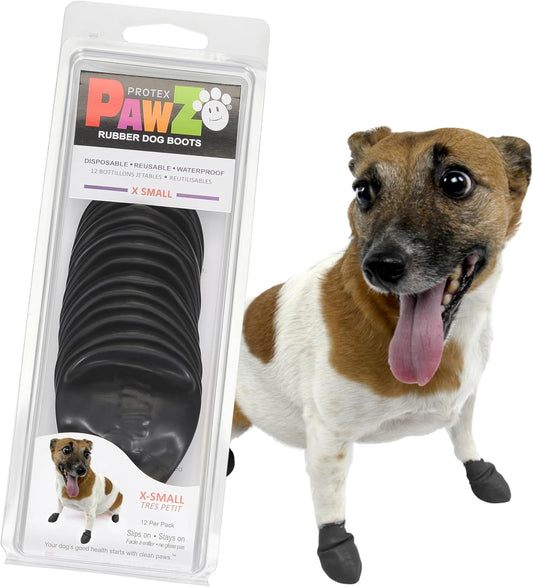 PawZ Rubber Dog Boots - Waterproof Non-Slip Dog Shoes & Booties, 12 Pack