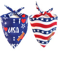 Realeaf 4th of July Bandanas 2 Pack, Triangle Reversible American Flag Pet Patriotic Scarf for Boy and Girl, Premium Durable Fabric, USA Bandana for Medium and Large Dogs (Large)
