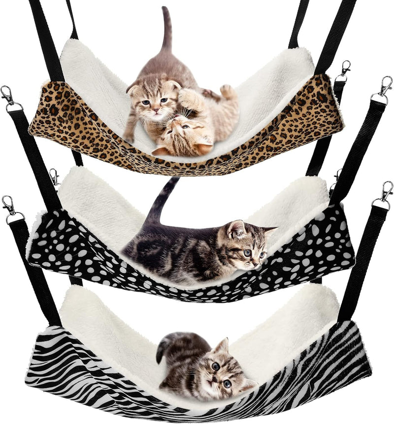 BBTO 3 Pcs Reversible Hanging Hammock Soft Plush for Cat Ferret,Dot