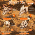 CCINEE 12 Pcs Mini Resin Animal Skull Heads in 4 Styles, Realistic Hand-Polished Skull Figurines for Halloween Decor, Aq