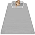 Bartuke Cat Litter Mat, Extra Large 40" x 28" Silicone Mat Litter Trapping Mat for Scatter Control, Soft on Kitty Paws, Easy to Clean (Gray)