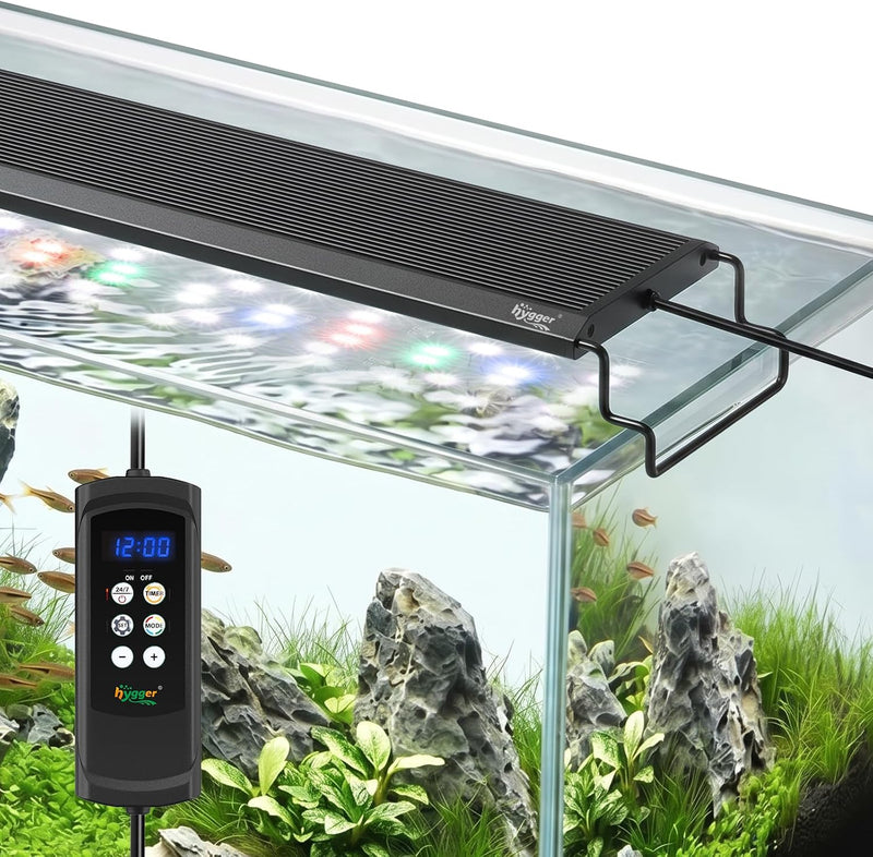 hygger Aquarium Light, 26W Full Spectrum Fish Tank LED Light, 24 H Remote Control Adjustable Timer, Brightness and Color