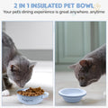 HANARA 2-in-1 Insulated Dog Bowl with Collapsible Lid & Handle – Stainless Steel, Non-Slip Rubber Base – Portable Pet Water & Food Bowl for Dogs & Cats – 30 OZ + 20 OZ – Indoor & Outdoor (Blue)