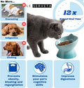 LE SERVETA Macarons Series Ceramic Slow Feeder Cat Bowl, Raised Puzzle Feeder, Anti Vomiting Cat Slow Feeding, Elevated Food Bowl, Whisker Friendly Pet Bowl with Cute Ear Design (Gradient Blue)