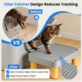 Large Litter Box Step for Big Cats, 15.8" x 11.8" x 5.9" Litter Box Ramp/Catcher with Wooden Base, Anti-Tracking Litter 