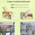 MUYG Transparent Parakeet Nesting Box,Wooden Parrot Nest Breeding Box with Perch Natural Bird House for Cage Suitable for Lovebirds Cockatiels Canaries