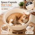 BonHautier Cotton Rope Cat Bed Mat for Space Capsule, 13.8" Breathable Round Nest Liner, All-Season Warm & Cooling Pet Pad, Washable Scratch-Resistant Bedding for Cat Tree & Clear Bowl (Off White)