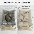 JSPYFITS Elevated Cat Bed Hammock, Raised Orthopedic Dog Bed with Dual-Sided Plush & Linen Cushion, Modern Cat Furniture for Medium to Large Cats, Easy Assembly(Gray)