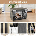 Beige Black Stripes Dog Crate Cover 48in Pet Kennel Cover