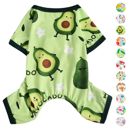 Dog Pajamas Pjs Summer Fall Dog Clothes for Small Dogs Girl - Boy -Small - Medium Size Dogs, Soft Stretchy Puppy Clothes Doggie Onesies Cat Pet Jammies Outfit, Avocado Green, S