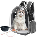 Vivicreate Large Cat Backpack Carrier with Folding Bowl and Teaser Stick for Cats up to 20lbs with Ventilation and Padded Straps Mochila para Gatos transportadora mascotas (Black)