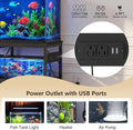 Heybly 40-50 Gal Fish Tank Stand with Drawer, Power Outlet, Black HAS004BK