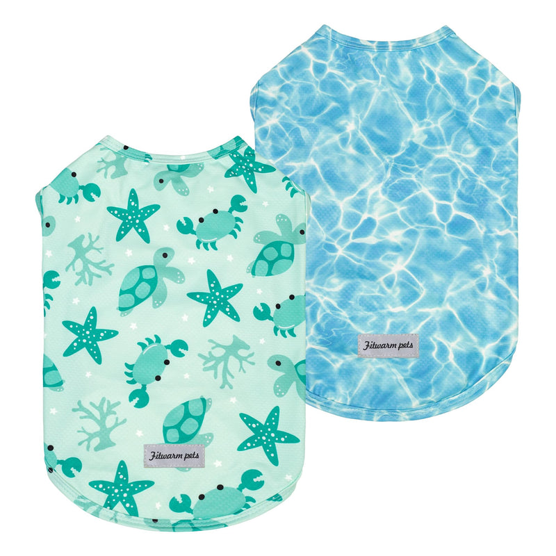 Fitwarm 2 Pack Marine UPF 50+ UV Sun Protection Dog Shirt, Lightweight Cooling Vest, Quick Dry Summer Clothes for Small Dogs Boy Girl, Pet Outfit, Sky Blue, Mint Green, Medium