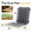 Petfolio 18 Pack Scat Mat for Cats - 8 x 6 Inch Cat Deterrent Mat with 1 Inch Spikes is A Great Cat Repellent Indoor & Outdoor to Keep Cats Away. Includes 6 Garden Staples & 10 Zip Ties (Grey)