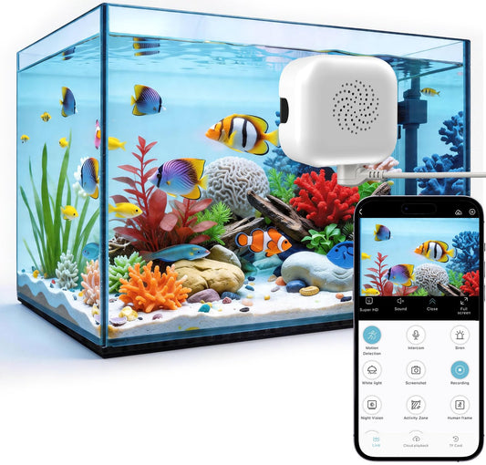 2026 Upgraded 2K Aquarium & Terrarium Pet Camera, Close-Focus Lens for Fish, Lizard & Reptiles, Easy Install, 5GHz Dual-Band WiFi, 24/7 Full Color Night Vision, Loop Recording, Motion Detection