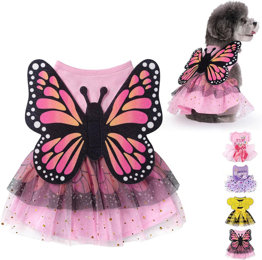KOOLTAIL Halloween Dog Dress Butterfly Costume for Small Medium Dogs Girl
