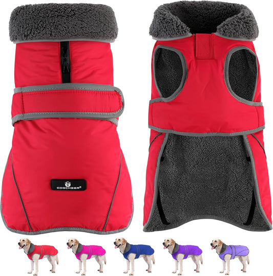 Dogcheer Dog Winter Coat, Waterproof Dog Jacket with Zipper Leash Opening