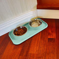 L.D.Dog Cat Food Bowls, Cat Bowls Non-Skid and Non-Spill Silicone Pads with PP Stand, Removable Stainless Steel Food and