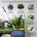 fishkeeper 5-in-1 Aquarium Siphon Gravel Vacuum Kit with Fish Net, 3 Heads