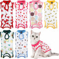 Meyeyaia 6 Pack Recovery Suit for Cats, Breathable Female and Male Onesie Cat Recovery Suit E Collar Alternative Pajama for After Surgery Spay Abdominal Skin Anti Licking(Medium)