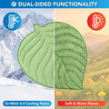 PetAmi Dog Cooling Mat, Leaf Shape, Pet Pad with Cooling Nylon & Soft Fleece, Q-Max > 0.4 Reversible All Season Blanket for Dogs & Cats, Small 32x39 in, Sage Green