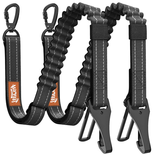 Tivray 2Pcs Dog Seat Belt, Dog Car Seat Belt Bungee, Car Harness for Pet with Buckle & Hook Latch, Safety Leash Vehicle, Adjustable Reflective Pet Vehicle Tether, 360° Swivel Lock Clasp, Black