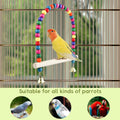 Wooden Bird Swing, 9 Inches Hanging Birds Cage Perches with Playing Bell, Natural Bird Chew Toys Boredom Breaker Bird To