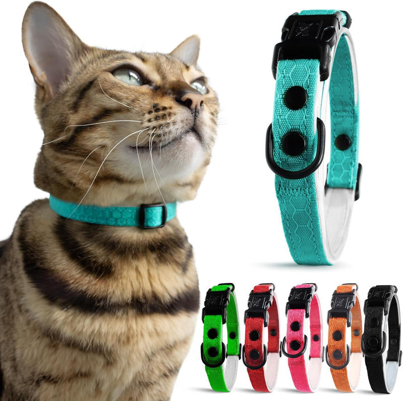 OutdoorBengal Durable Breakaway Cat Collar, No Bell (Blue, M/L)