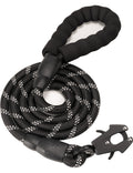 GEIT 2/4/5/6FT Dog Leash, Heavy Duty Rope Leashes, Reflective Nylon Pet Lead with Aluminum Quick Release/Locking Tactical Frog Clip for Small Medium and Large Dogs, Black, 1/2 inch