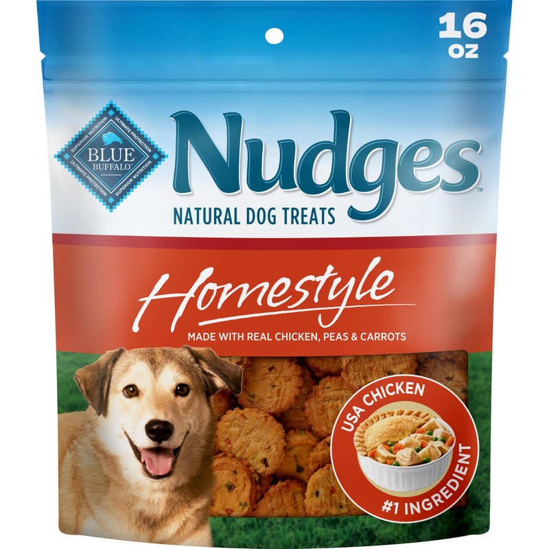 Blue Buffalo Nudges Chicken Homestyle Natural Dog Treats, Pot-Pie-Inspired Recipe, Healthy Reward or Training Treat, Made in the USA with Real Chicken, No Artificial Preservatives, 16 oz.