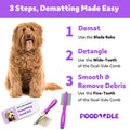 Poodoodle Pain-Free Dematting Comb Kit for Dogs & Cats, Dematting Rake & Detangling Dual-Side Comb Set, Dematting Brush for Dogs & Cats, Pet Grooming Tools Kit for Poodle Doodle & All Long Haired Pets