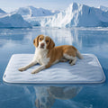 Bedsure Cooling Mat for Large Dogs - Q-Max>0.4 Thin Breathable Cooling Crate Pad Indoor for Pet with Chill Cool Fiber as Cooling Topper，Portable Washable Kennel Mat in Outdoor Summer, 35x23, Blue