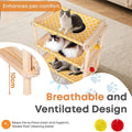 MITREL Large 3-Layer Cat Hammock Bed, 24"x15.7"x26.8" Elevated Cat Bed with Pine Wood Frame, Breathable Washable Covers, Wooden Pet Furniture for Indoor Cats and Small Animals (Orange, 3-Tier)